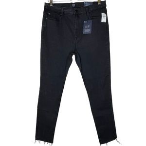Gap 1969 NWT High Rise True Skinny Black Jeans Raw Hem Sz.18/34
